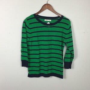 NWT Old Navy Kelly green & Navyblue stripe sweater lightweight 100% cotton large